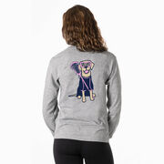 Girls Lacrosse Tshirt Long Sleeve - Lily The Lacrosse Dog (Back Design)