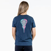 Girls Lacrosse Short Sleeve T-Shirt - Lacrosse Stick Heart (Back Design)