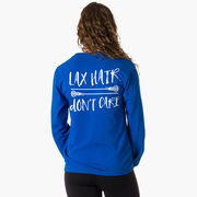 Girls Lacrosse Tshirt Long Sleeve - Lax Hair Don't Care (Back Design)
