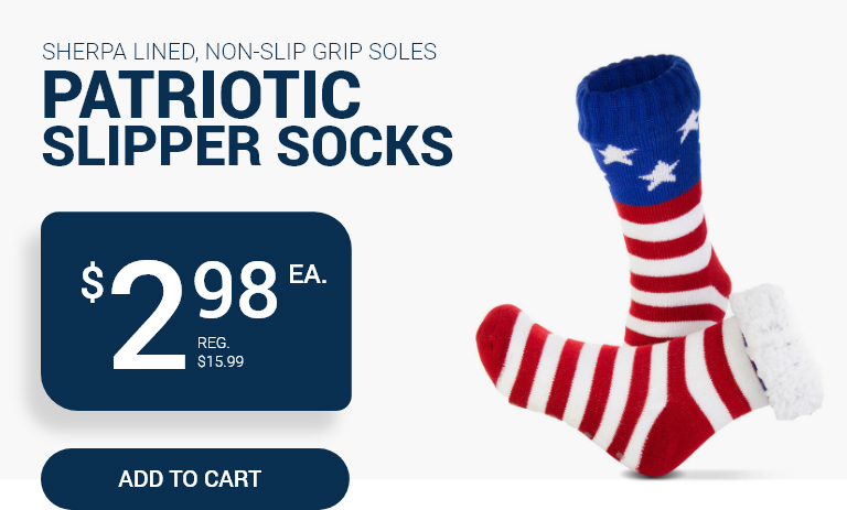 Patriotic Slipper Socks with Sherpa Lining