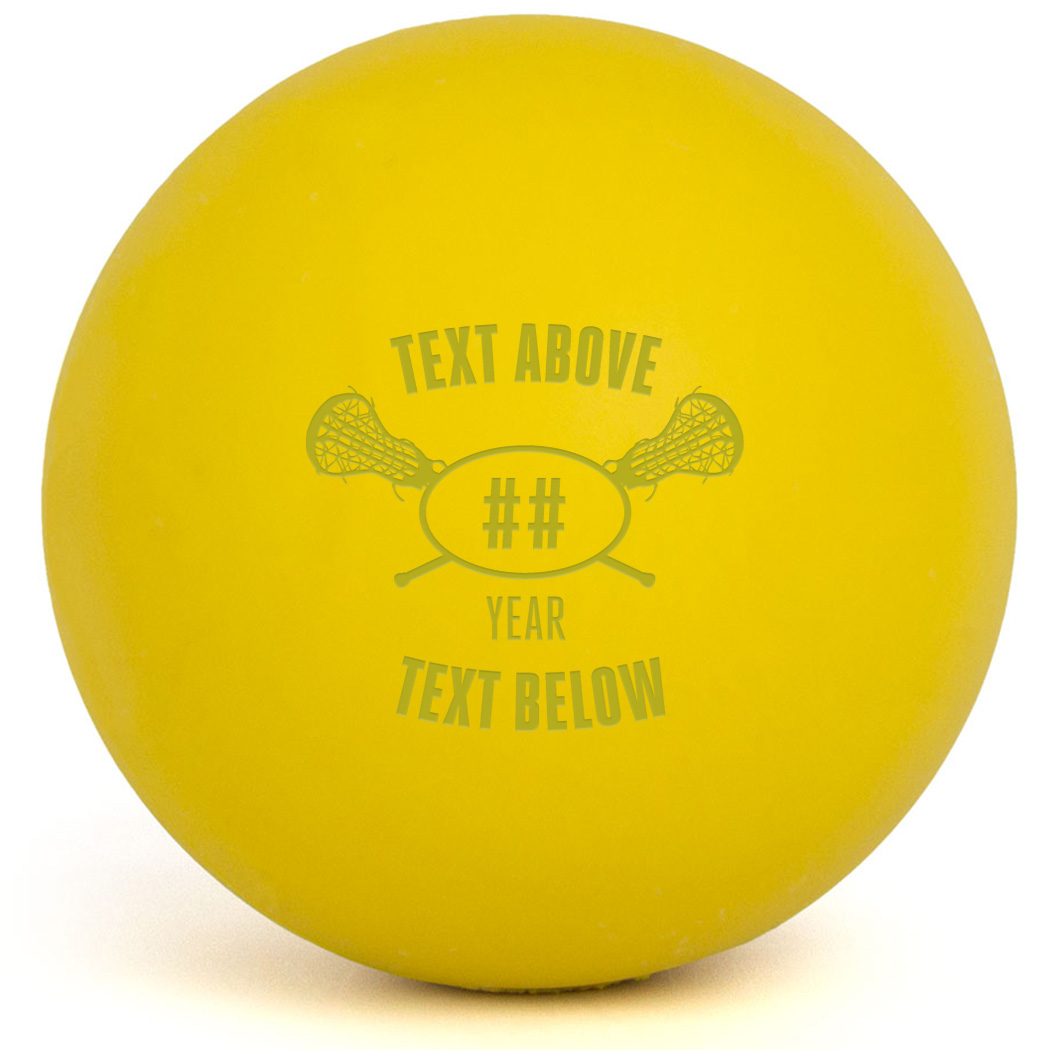 Lacrosse Crossed Sticks Female Laser Engraved Lacrosse Ball (Yellow Ball) - Personalization Image