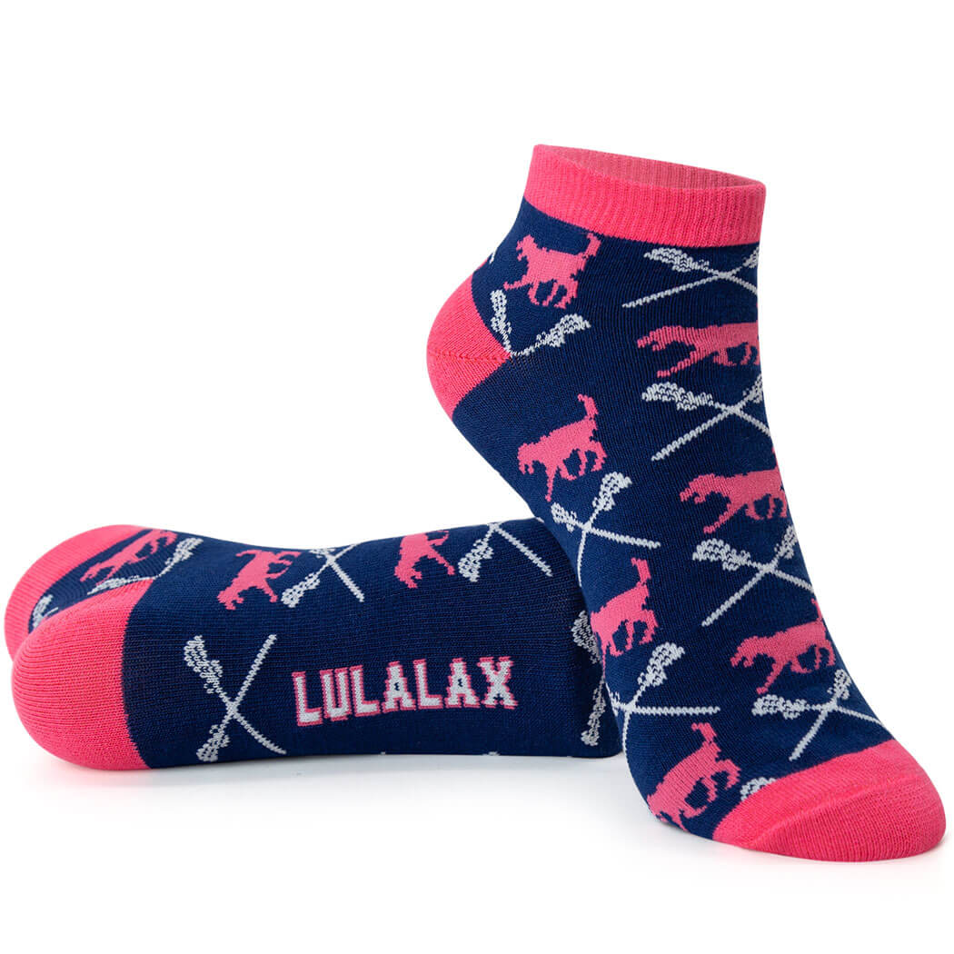 Girls Lacrosse Ankle Socks Lula the Lax Dog LuLaLax