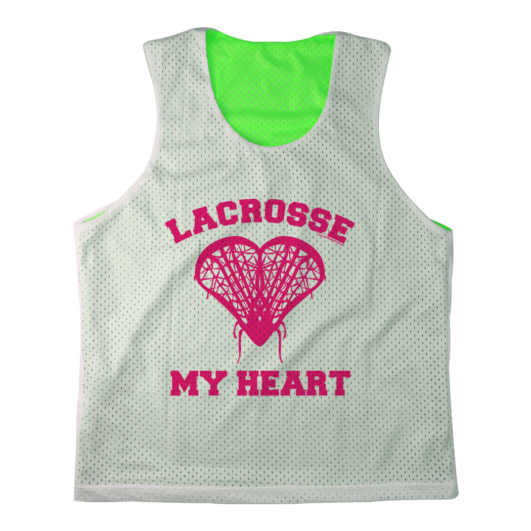 Girls Racerback Pinnie Lacrosse My Heart Pink | Lacrosse Racerbacks ...