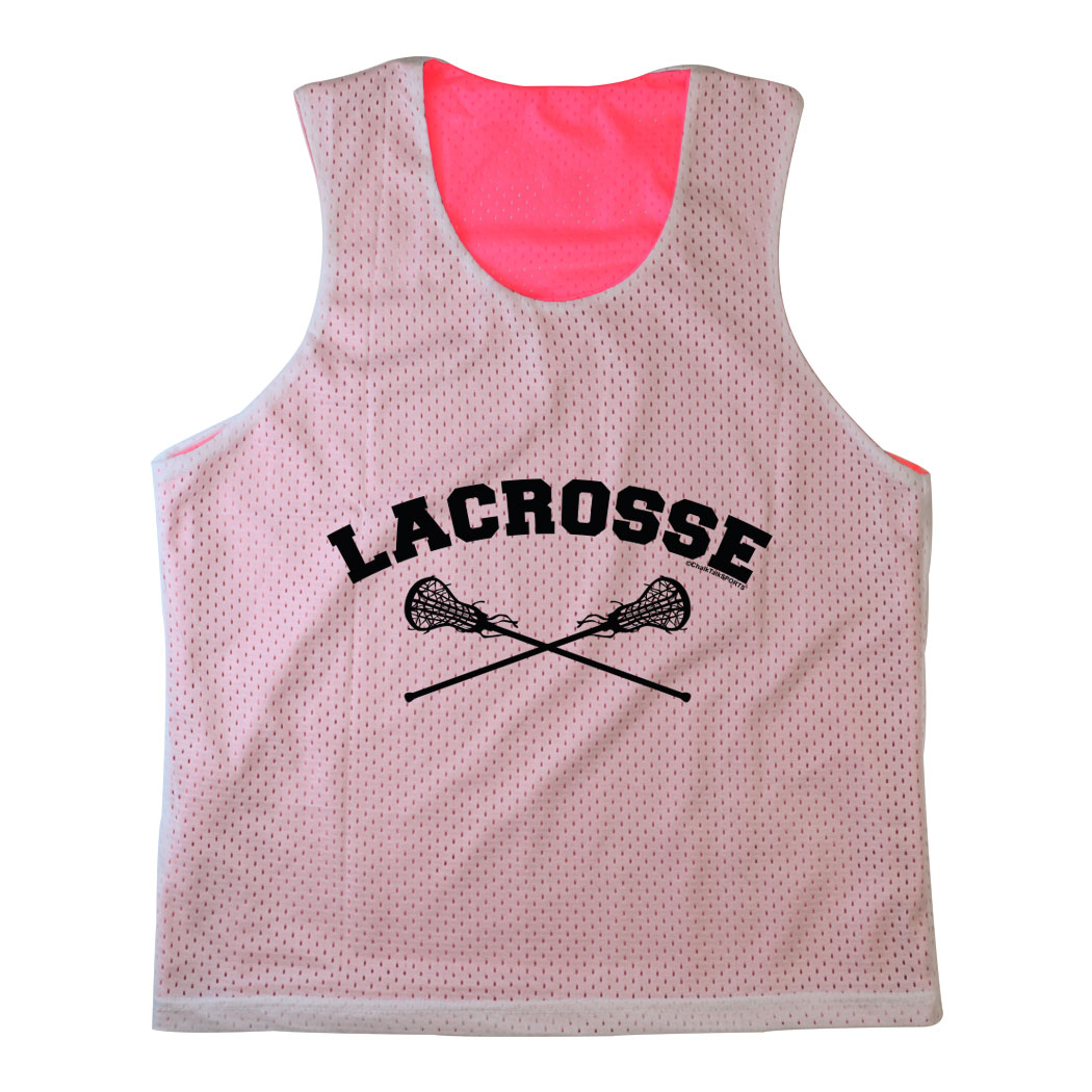 Girls Racerback Pinnie Lacrosse With Crossed Sticks Black | Lacrosse ...