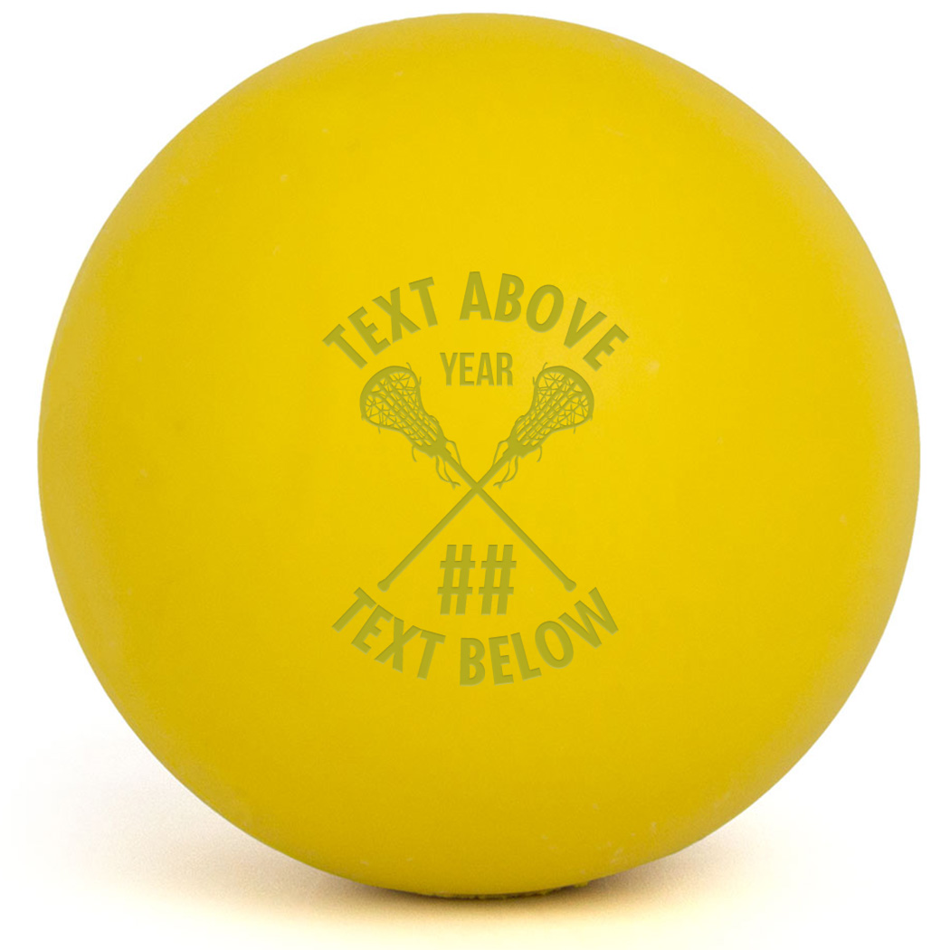 Personalized Engraved Lacrosse Ball Team Info with Crossed Sticks (Yellow Ball) - Personalization Image
