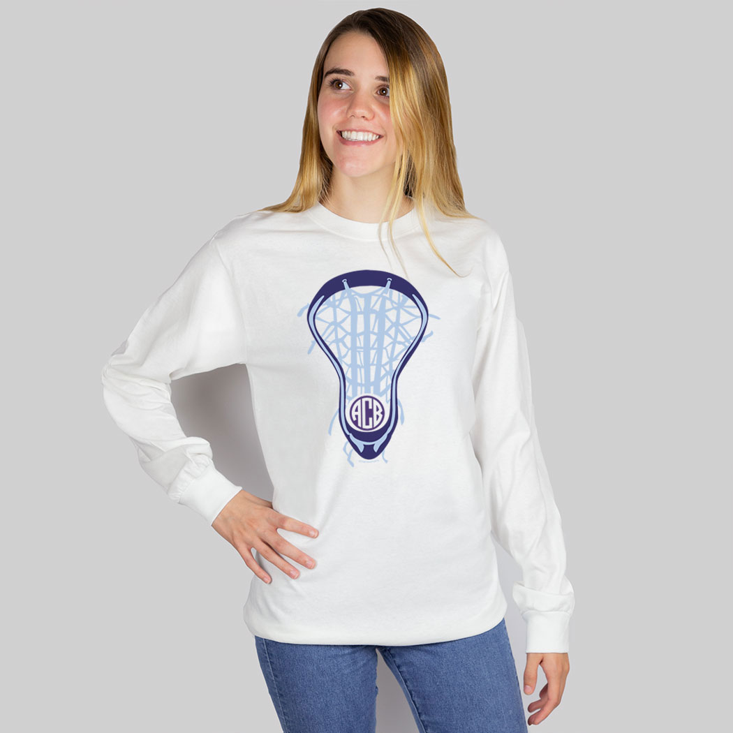 Girls Lacrosse Long Sleeve TShirt Lax is Life with Monogram LuLaLax