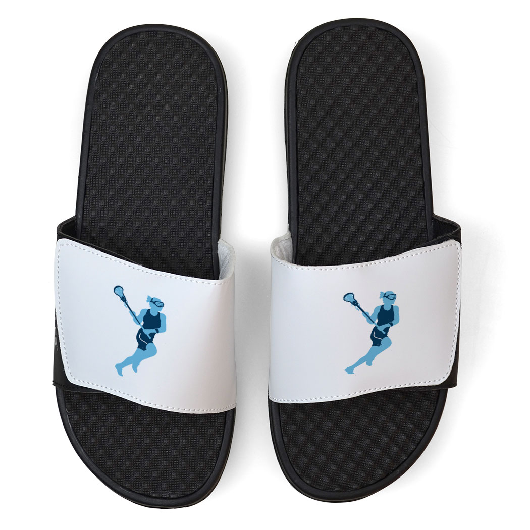 White Girls Lacrosse Slide Sandals - Lax Girl White Girls Lacrosse Slide Sandals - Lax Girl