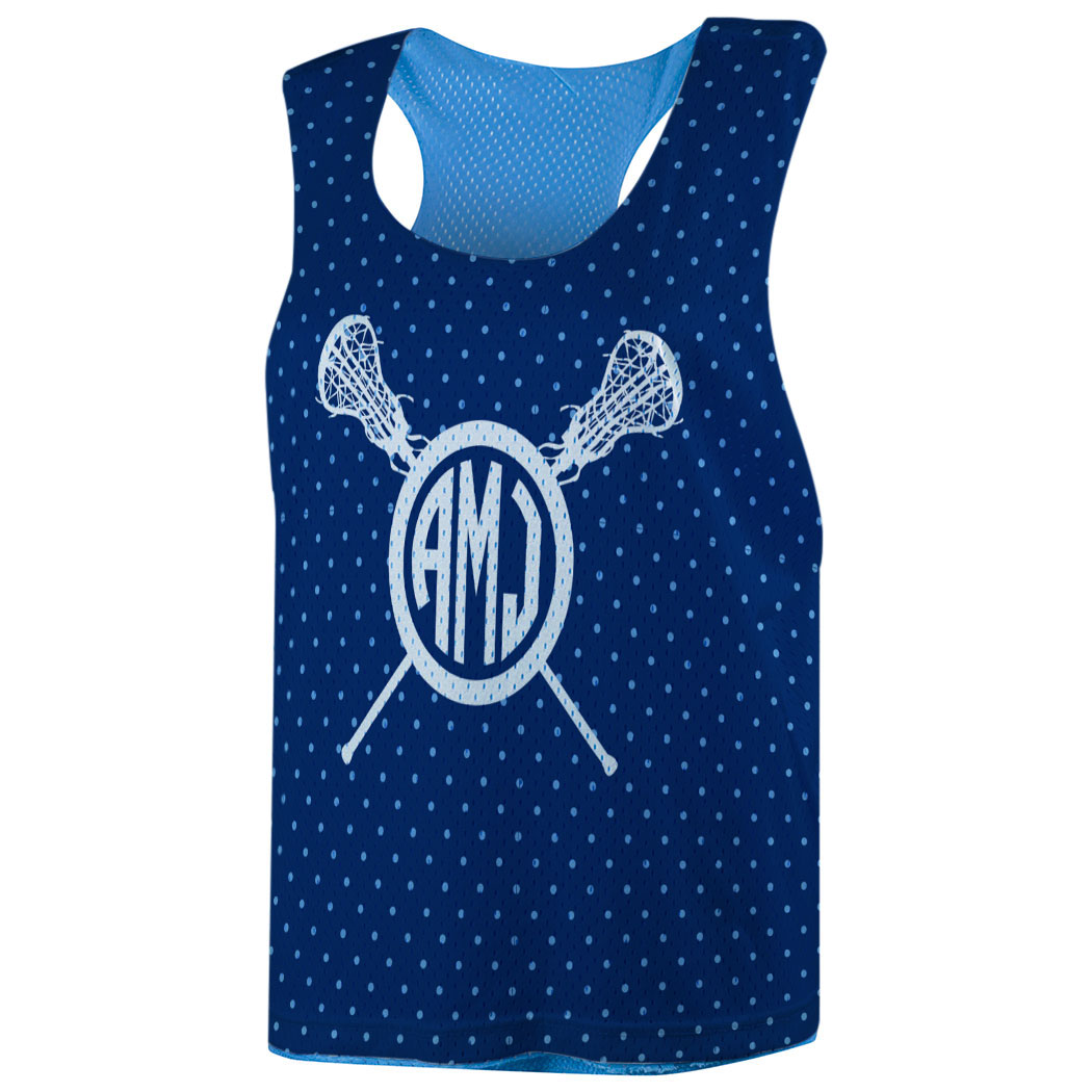 Girls Lacrosse Racerback Pinnie Tie Dye Pattern with Lacrosse Sticks