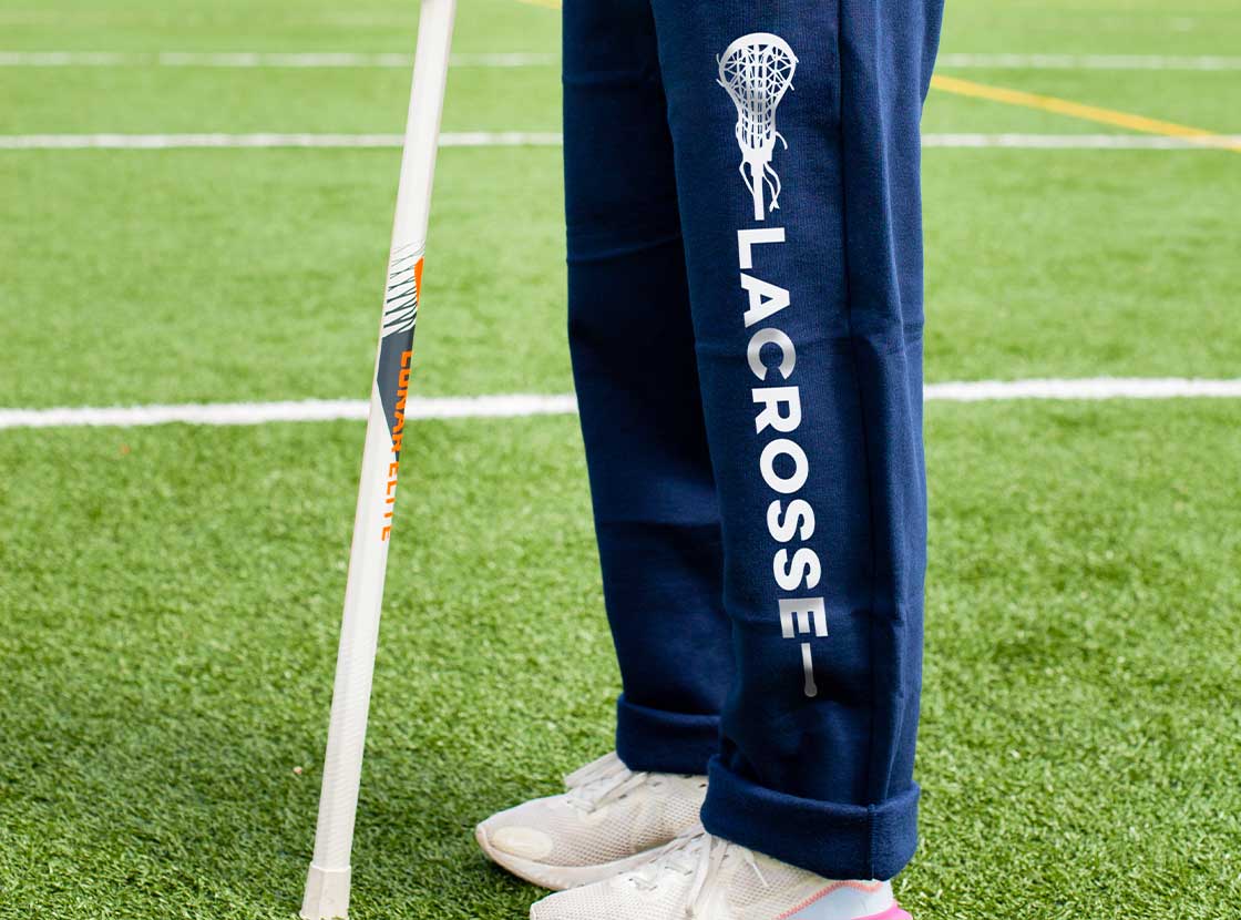 Girls Lacrosse Fleece Sweatpants - Large Stick