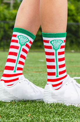 Stripes (Red/White) Lacrosse Woven Mid-Calf Socks