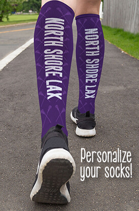 Girls Lacrosse Team Name Printed Knee High Socks
